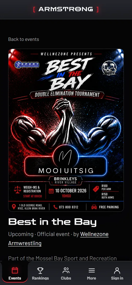 An event page on a phone, with the event poster.